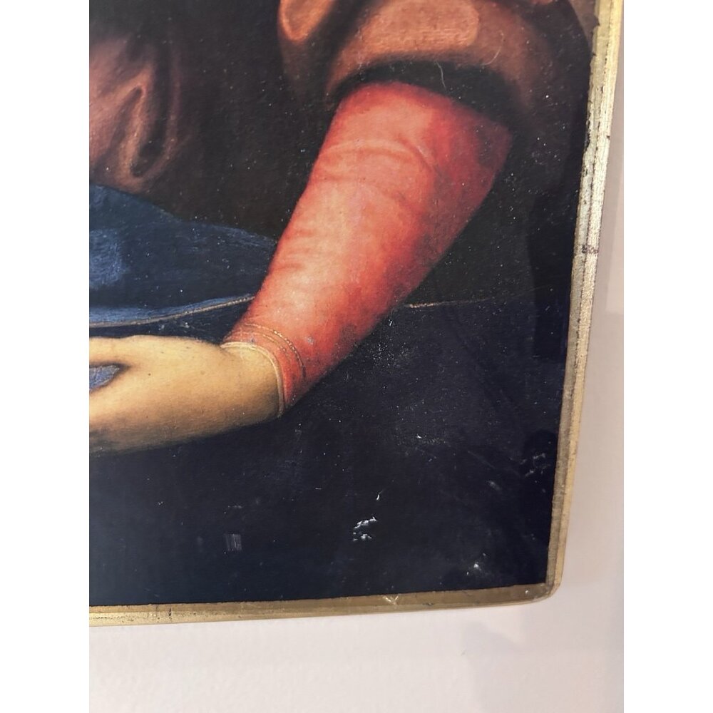 Florentine Panel Rafael Madonna Gilded Wood Print Infant Jesus Italian Large - Picture 4 of 9